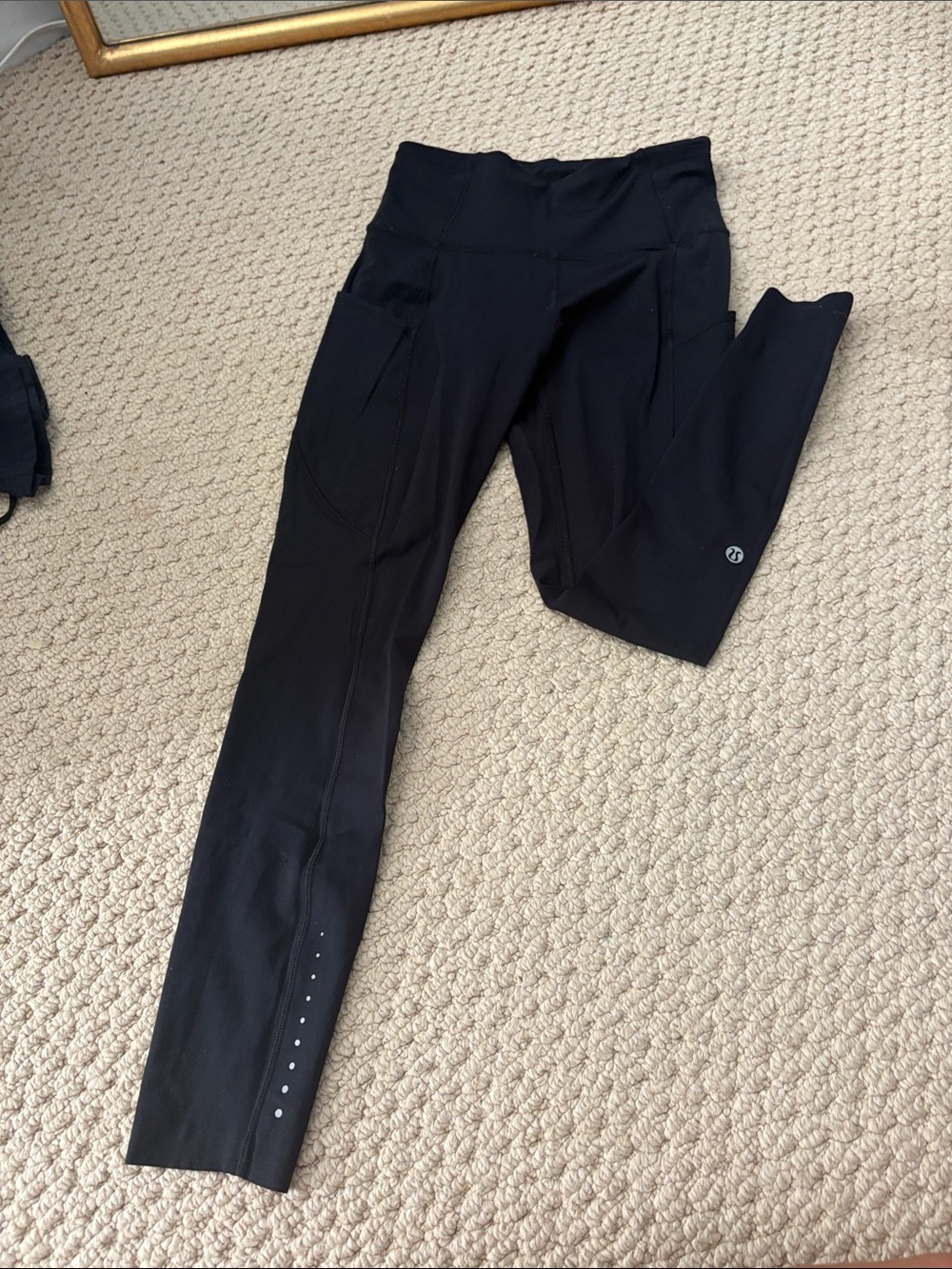 lululemon athletica Black High-Rise Leggings with Ankle Reflective Dots